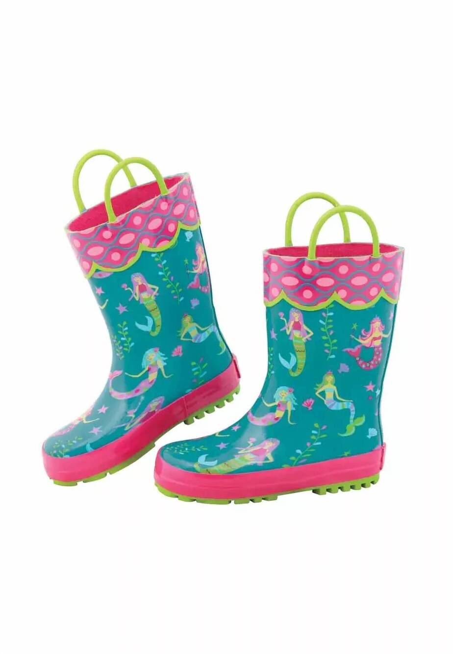 NEW STEPHEN JOSEPH kid's rubber rain boots in mermaid